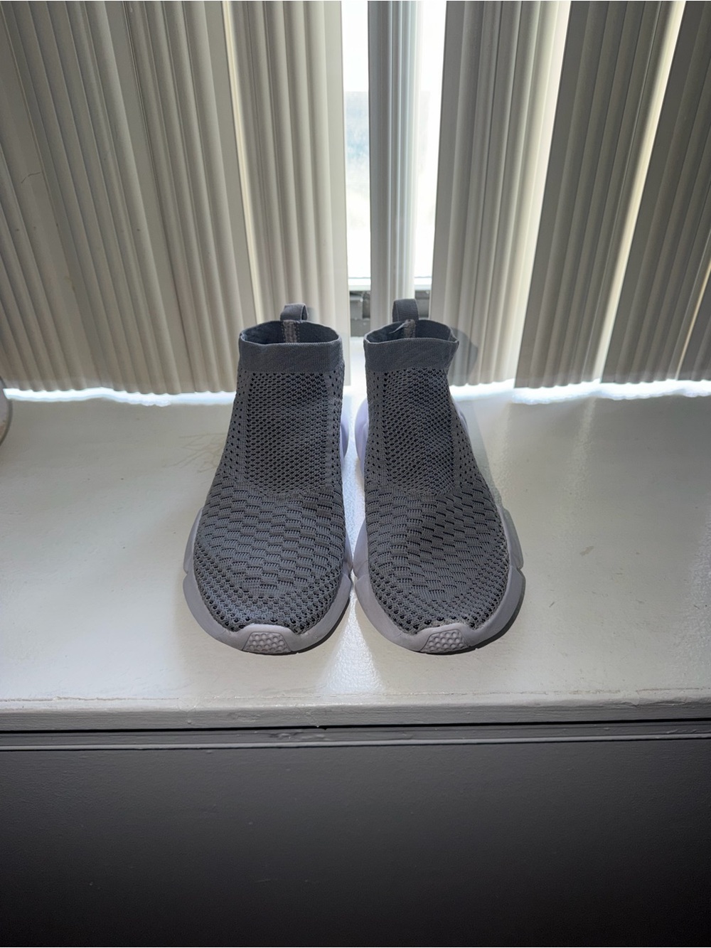 Gray Knit Slip-On Sneakers